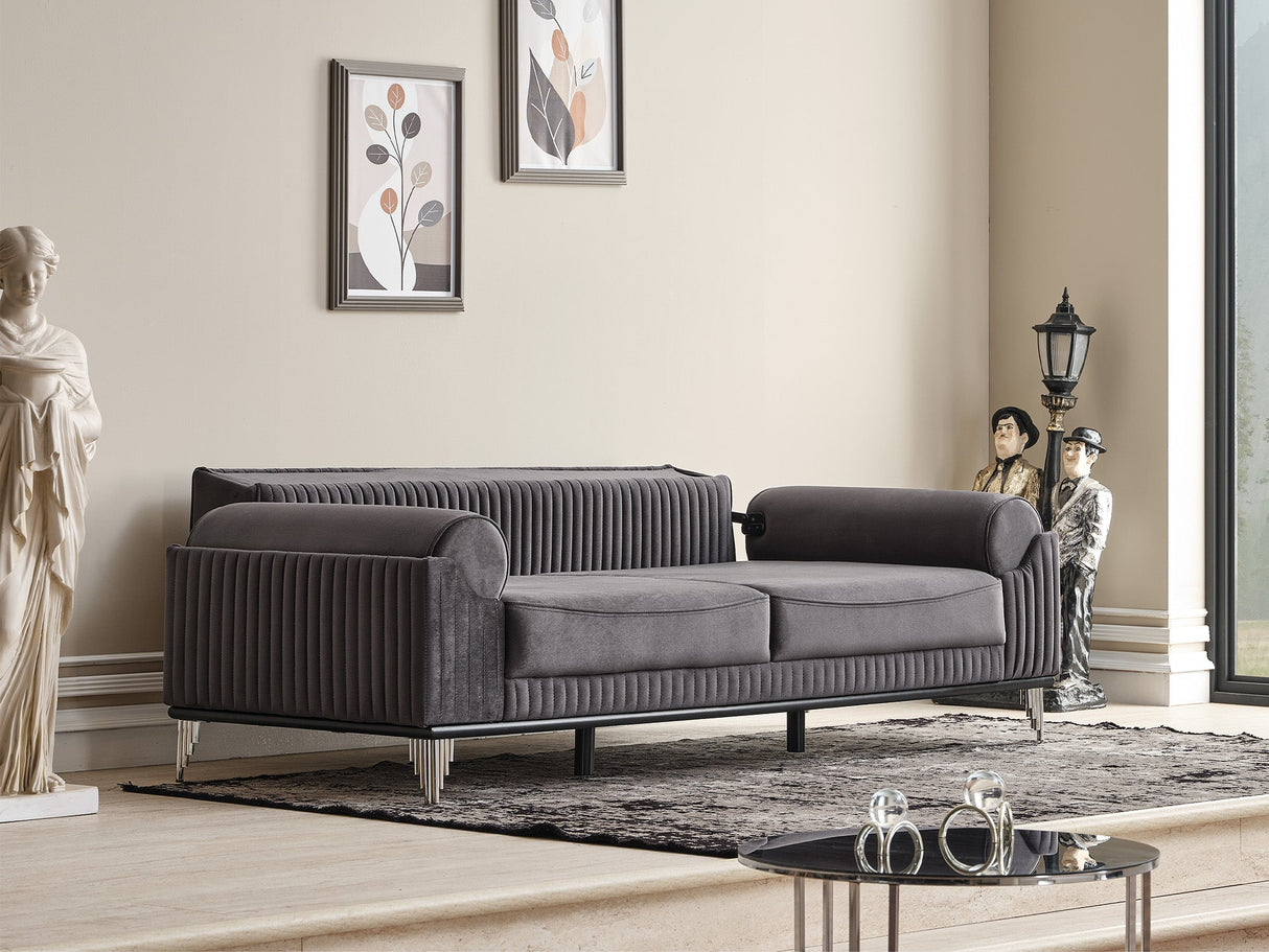 Everest 3-pieces (Sofa & Loveseat & Chair) Livingroom Set in Grey by Furnia at Eve Furniture