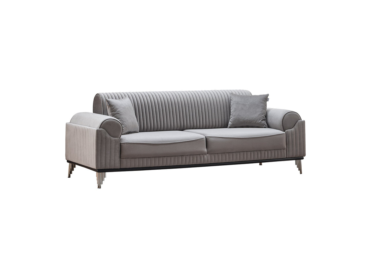 Everest 3-pieces (Sofa & Loveseat & Chair) Livingroom Set in Light Grey by Furnia at Eve Furniture