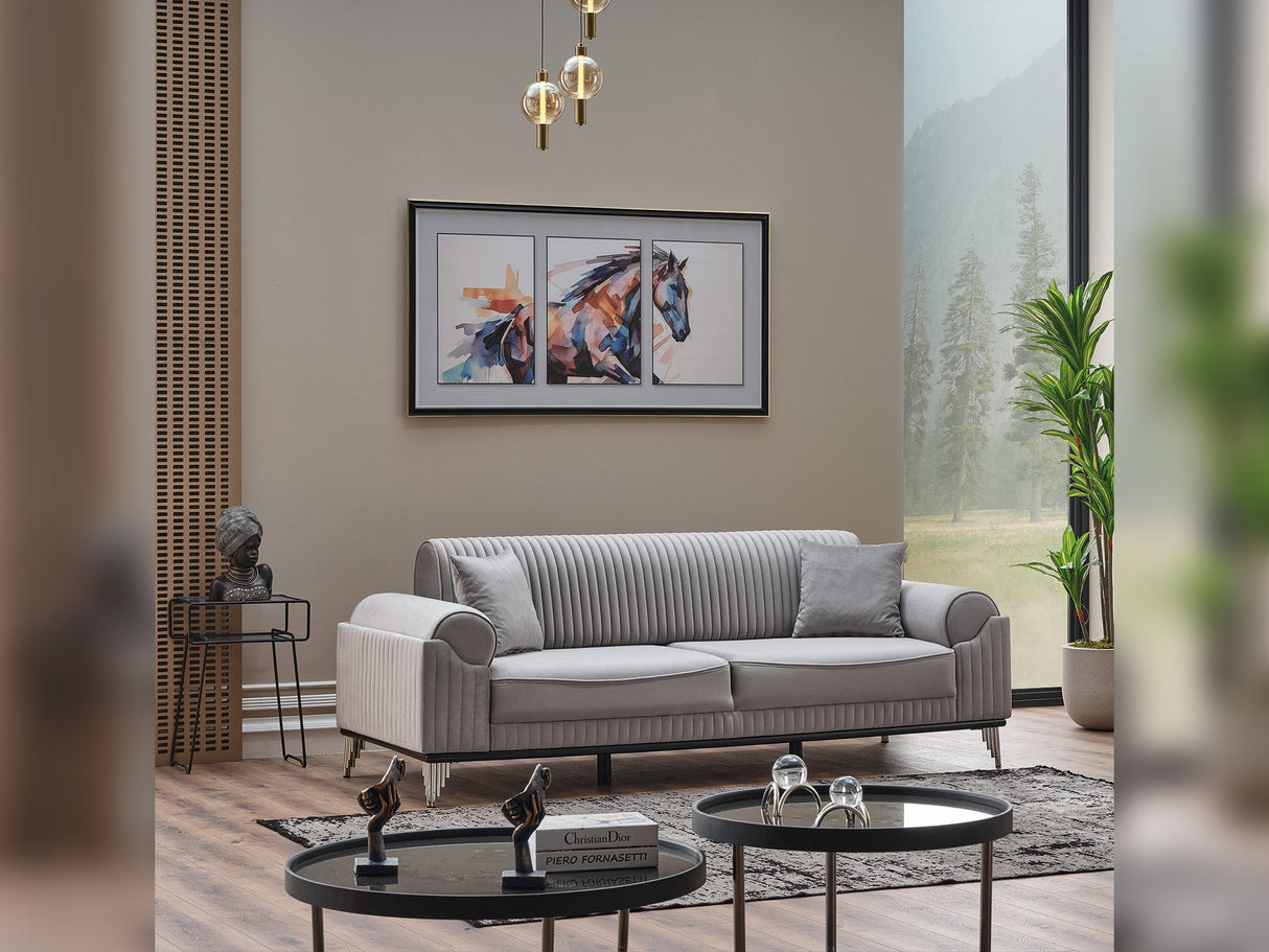 Everest 3-pieces (Sofa & Loveseat & Chair) Livingroom Set in Light Grey by Furnia at Eve Furniture