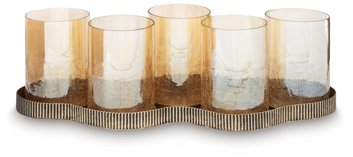 Evereton Antique Gold Finish Candle Holder by ASHLEY FURNITURE at Eve Furniture