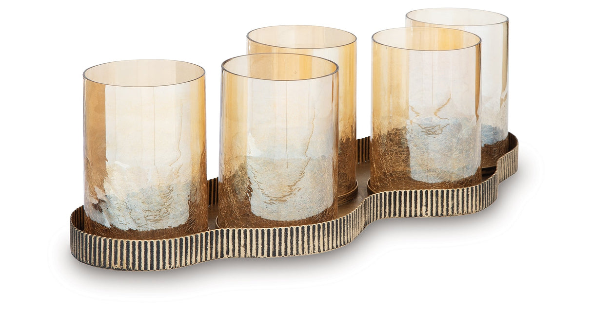 Evereton Antique Gold Finish Candle Holder by ASHLEY FURNITURE at Eve Furniture