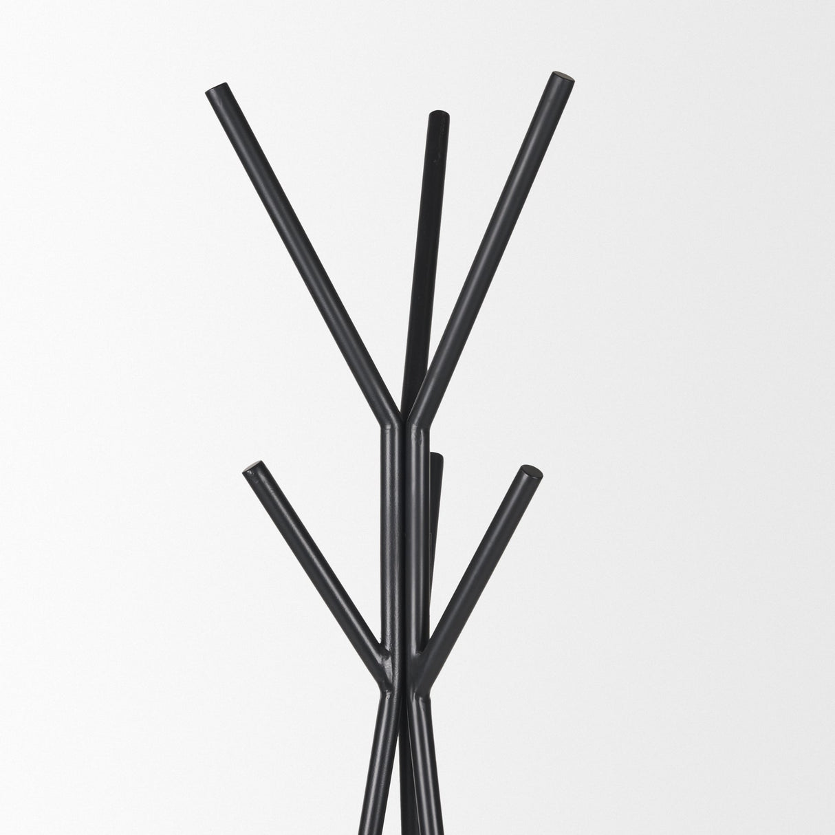 Everett Matte Black Metal w/ Two Wood Shelves Coat Rack by Mercana at Eve Furniture
