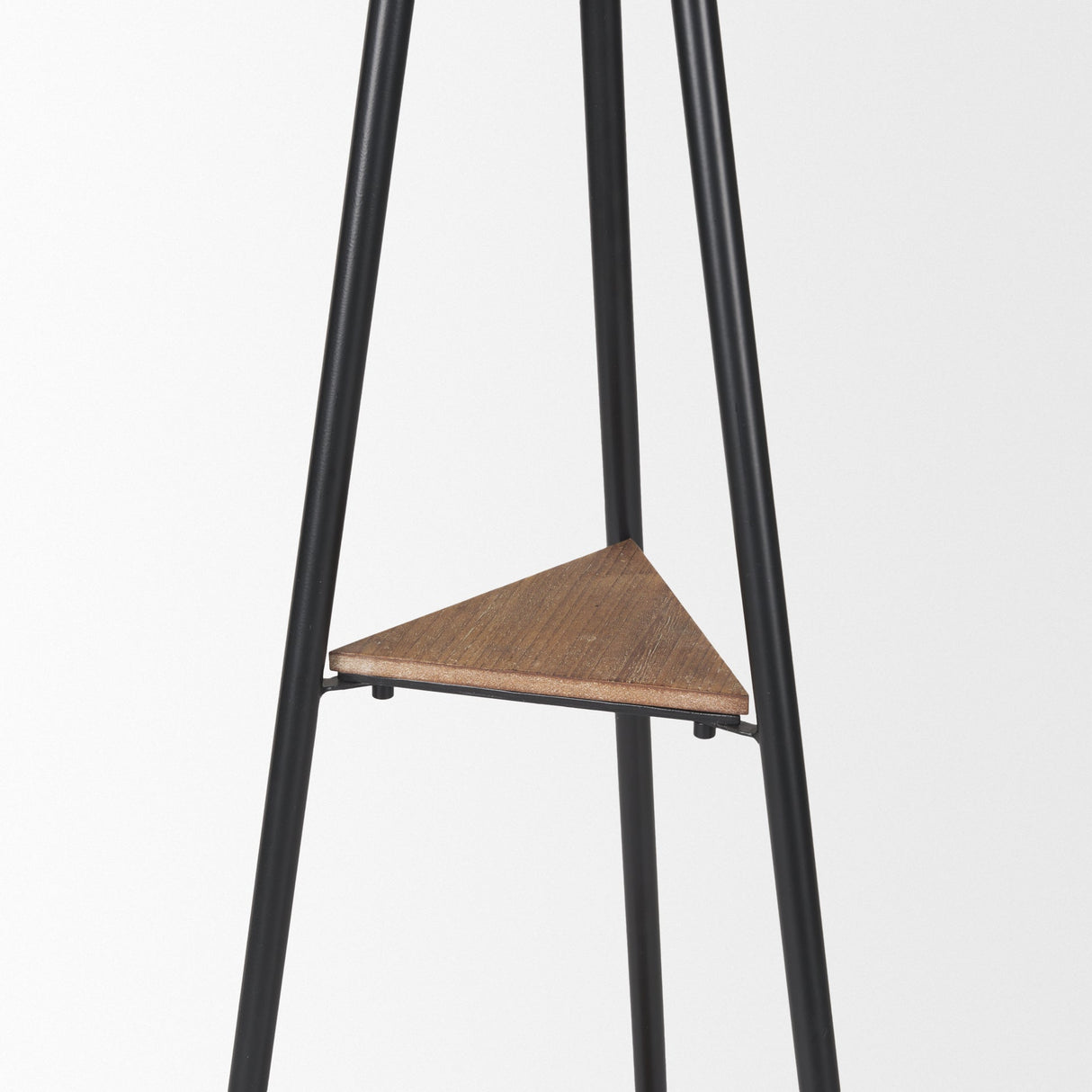 Everett Matte Black Metal w/ Two Wood Shelves Coat Rack by Mercana at Eve Furniture