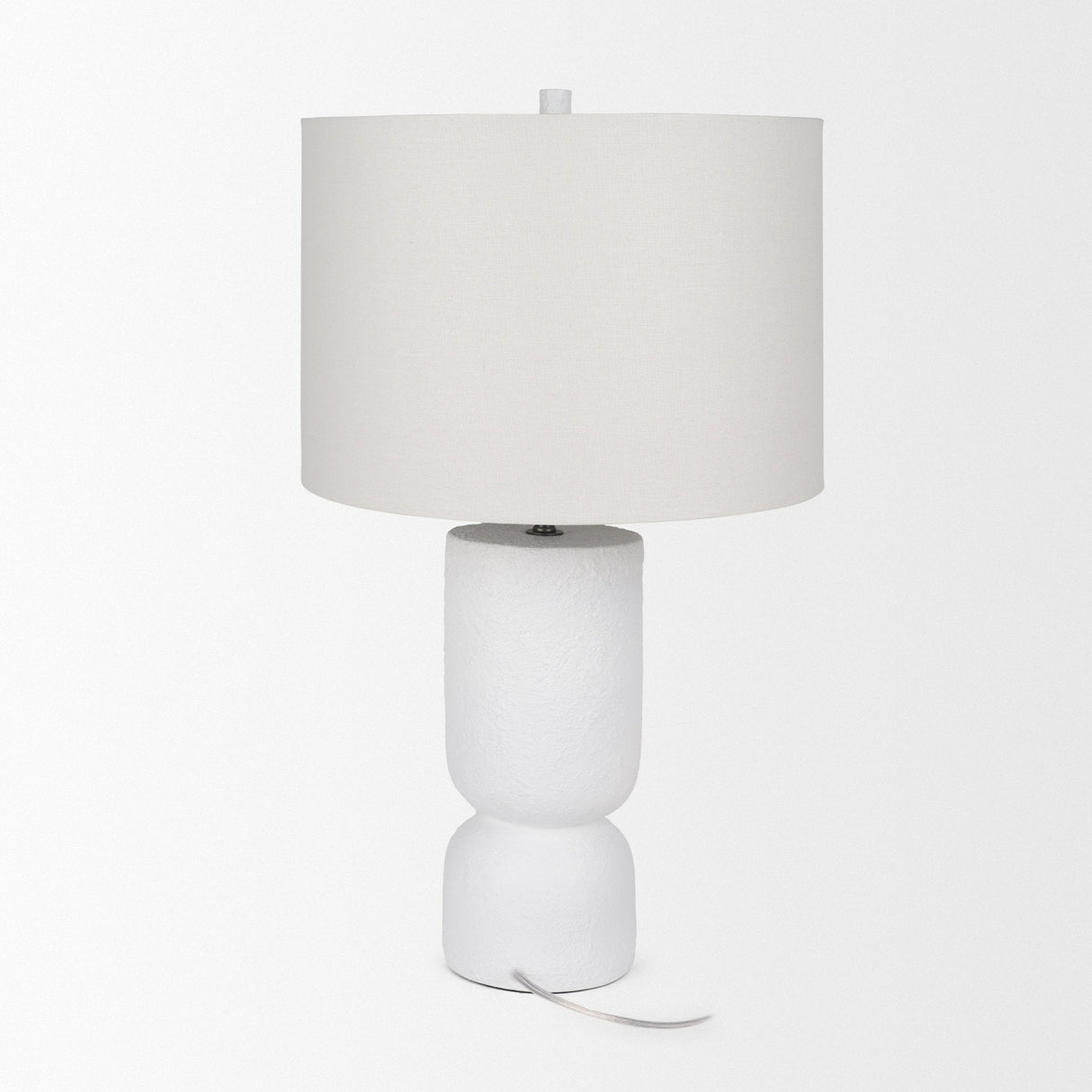 Everly 15.0L x 15.0W x 27.5H White Cement W/Beige Shade Table Lamp by Mercana at Eve Furniture