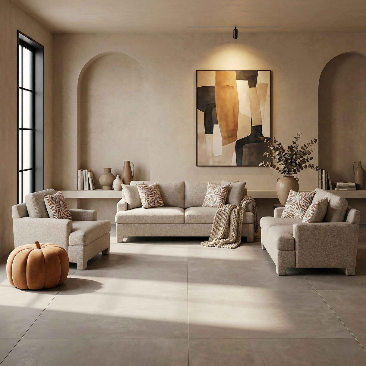 Everly Taupe Living Room Set by Homelegance at Eve Furniture