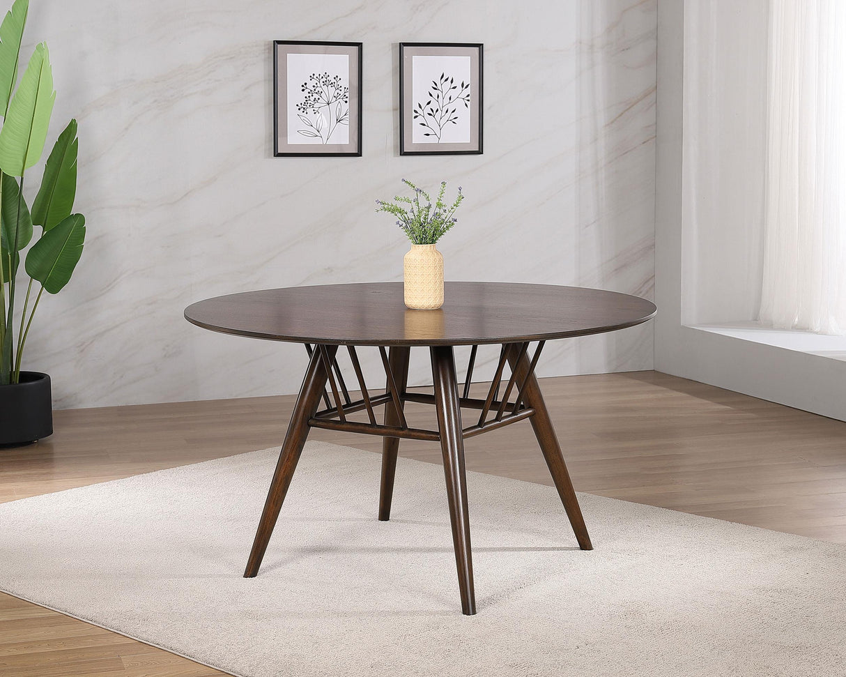 Everton Walnut Round 53-inch Wood Dining Table by Coaster at Eve Furniture