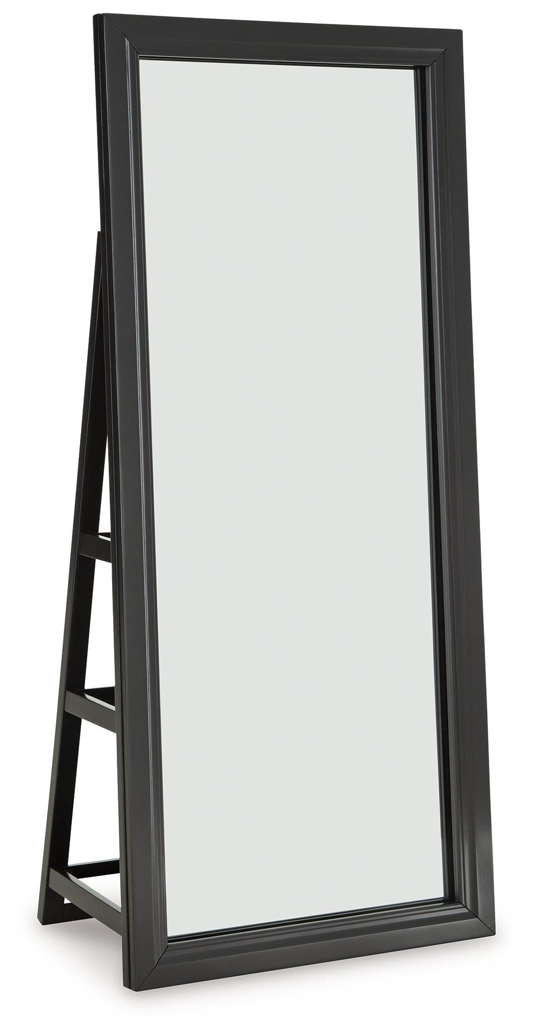 Evesen Black Floor Standing Mirror/Storage by Ashley at Eve Furniture