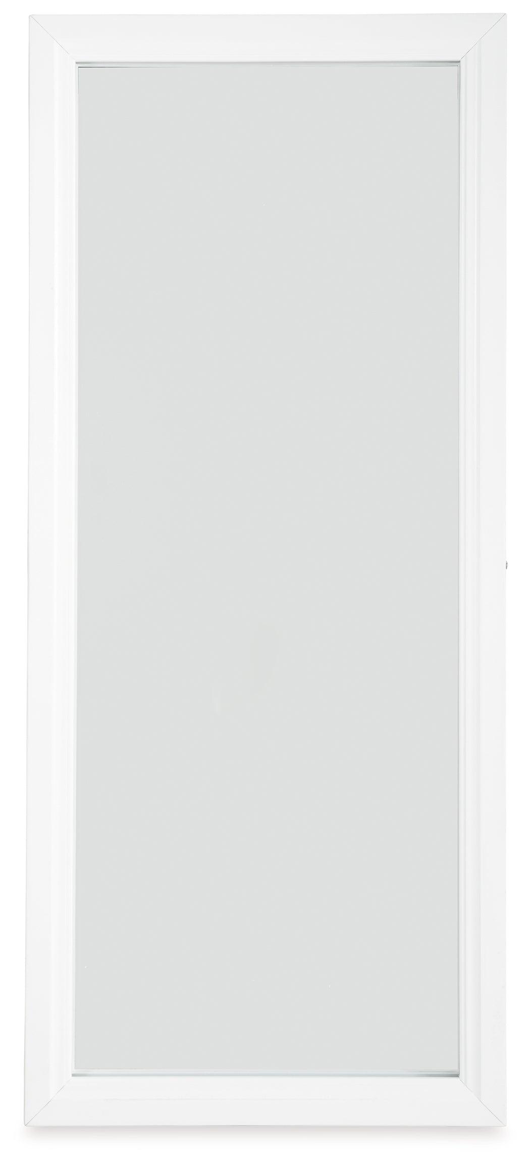 Evesen White Floor Standing Mirror/Storage by Ashley at Eve Furniture