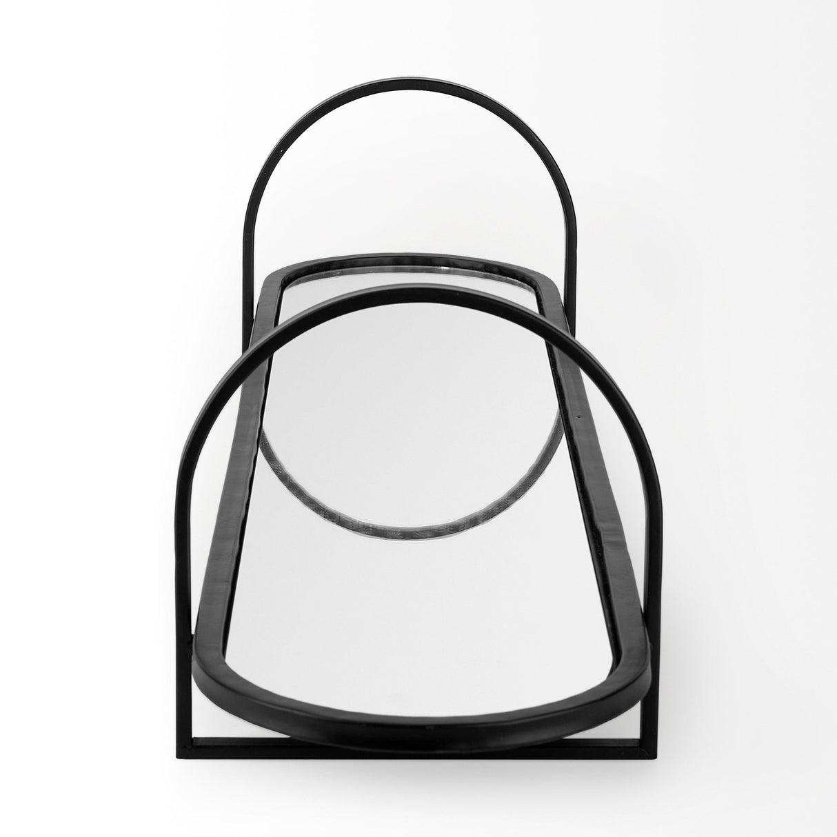 Evianna 30L x 7W x 7H Mirrored W/Black Metal Frame Tray by Mercana at Eve Furniture