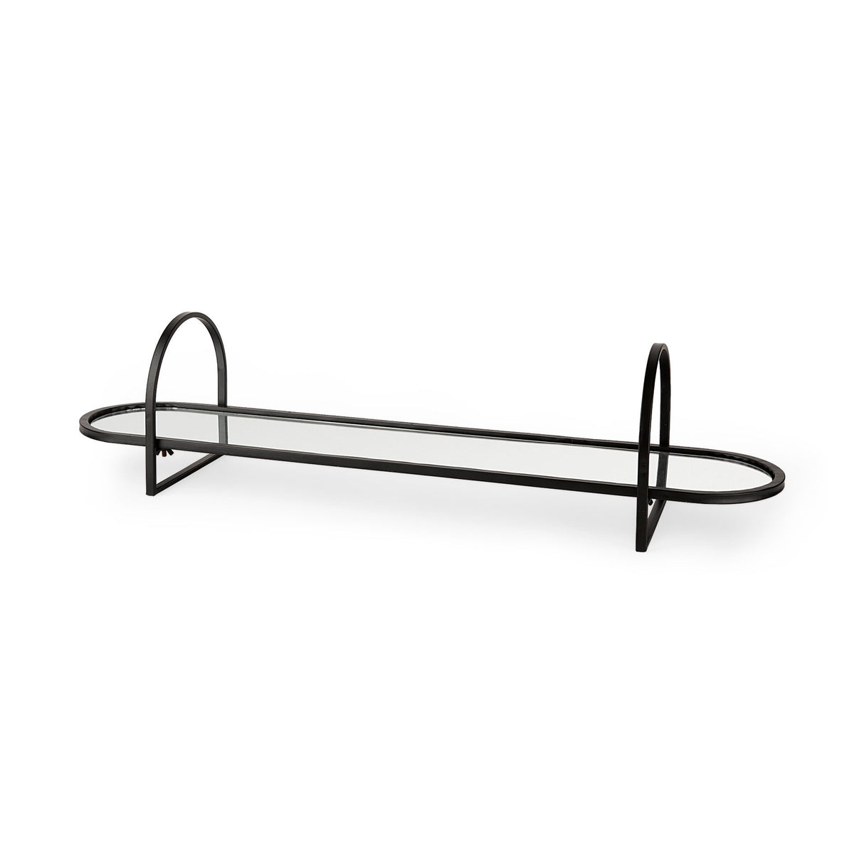 Evianna 30L x 7W x 7H Mirrored W/Black Metal Frame Tray by Mercana at Eve Furniture