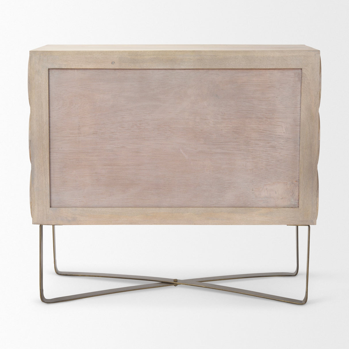 Excelsior 36.0L x 18.0W x 32.5H Light Brown Wood Gold Iron Base Accent Cabinet by Mercana at Eve Furniture
