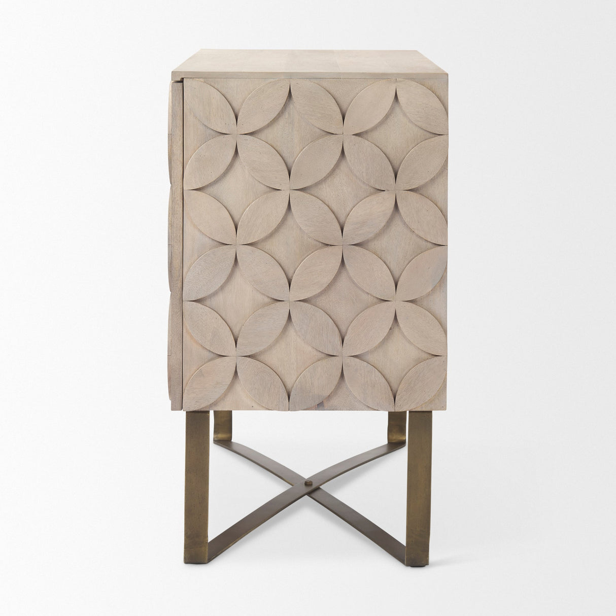 Excelsior Light Brown Wood Gold Iron Base Accent Cabinet by Mercana at Eve Furniture