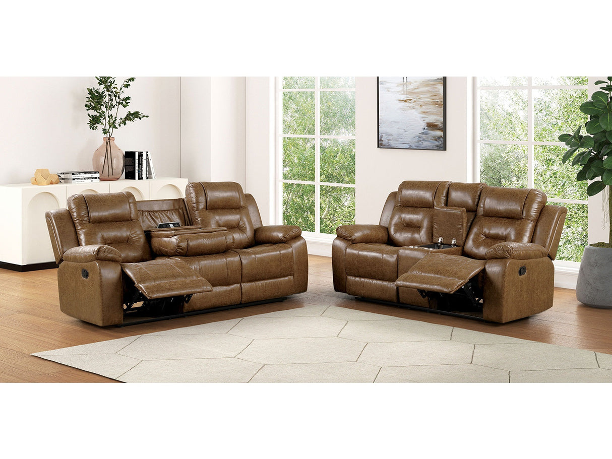 Ezekius Brown Leatherette Reclining Living Room Set by Furniture of America at Eve Furniture