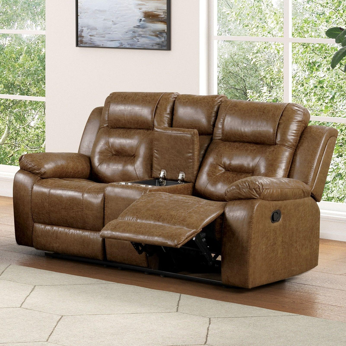 Ezekius Brown Loveseat by Furniture of America at Eve Furniture