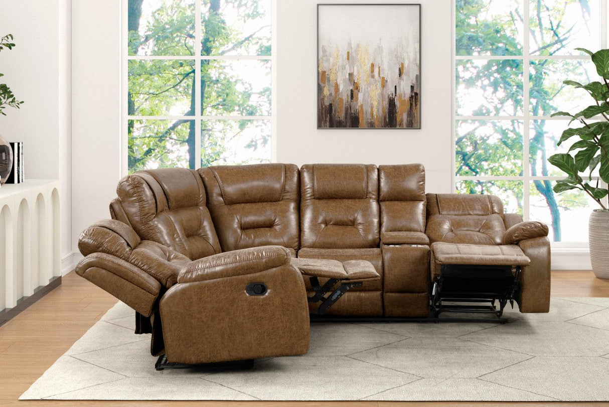 Ezekius Brown Manual Reclining Sectional by Furniture of America at Eve Furniture