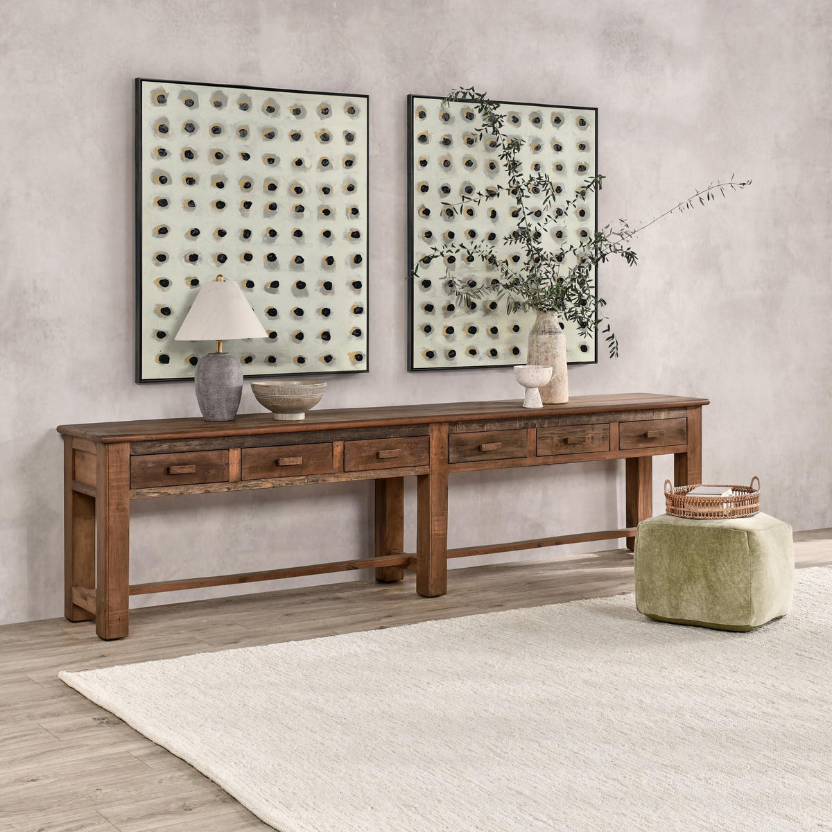 Ezra 6 Drawer Console Table by Classic Home at Eve Furniture