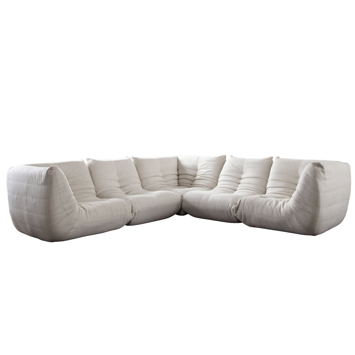 Ezra Cream Fabric 5-Pc Sectional 122" x 122" by Diamond Sofa at Eve Furniture