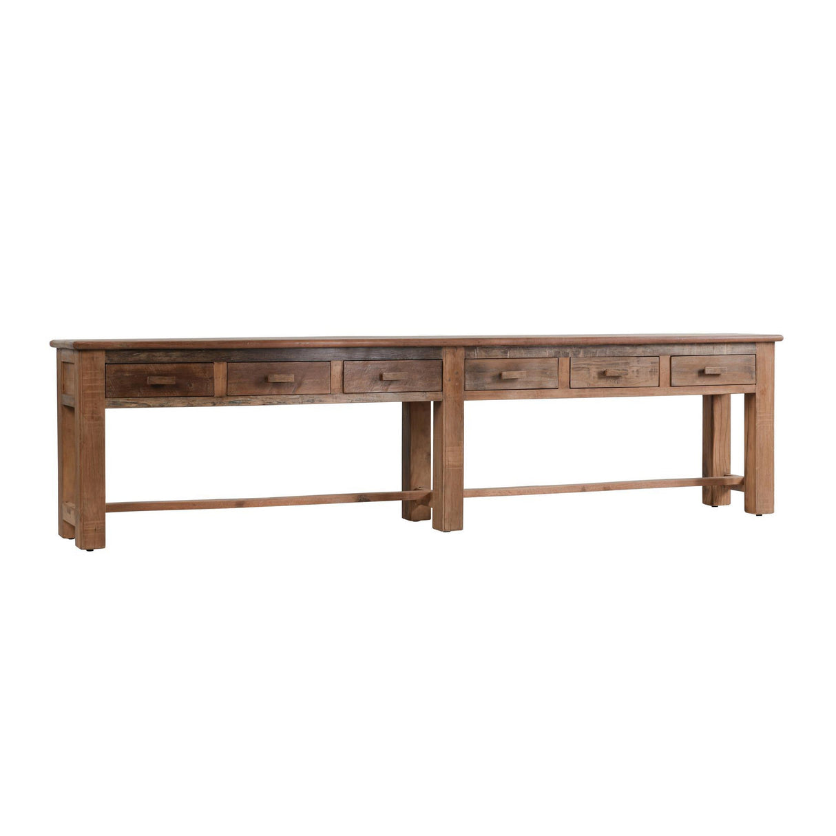 Ezra Natural 6 Drawer Console Table by Classic Home at Eve Furniture