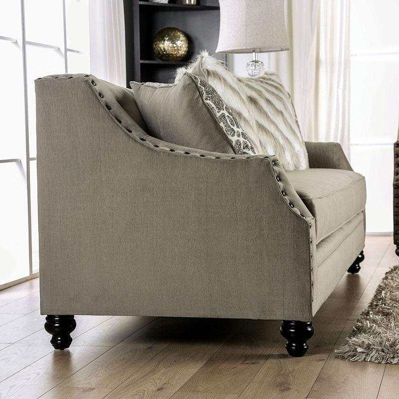 Ezrin Light Brown Stationary Sofa & Loveseat by Furniture of America at Eve Furniture