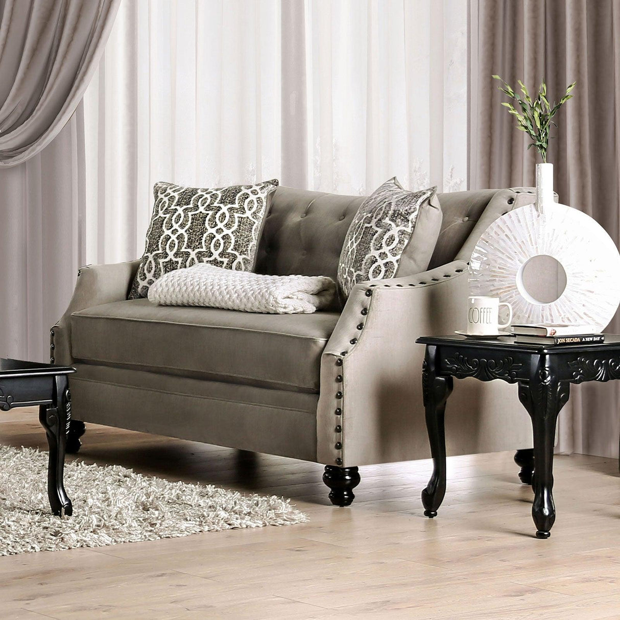Ezrin Light Brown Loveseat by Furniture of America at Eve Furniture