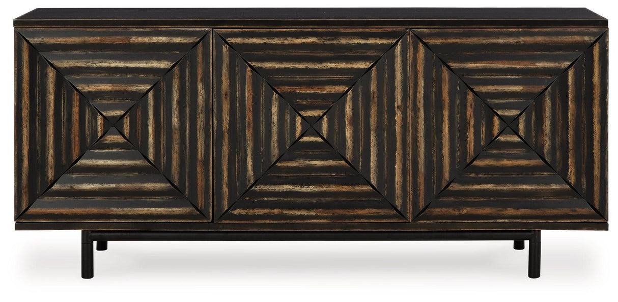 Fair Ridge Distressed Black Accent Cabinet by Ashley at Eve Furniture