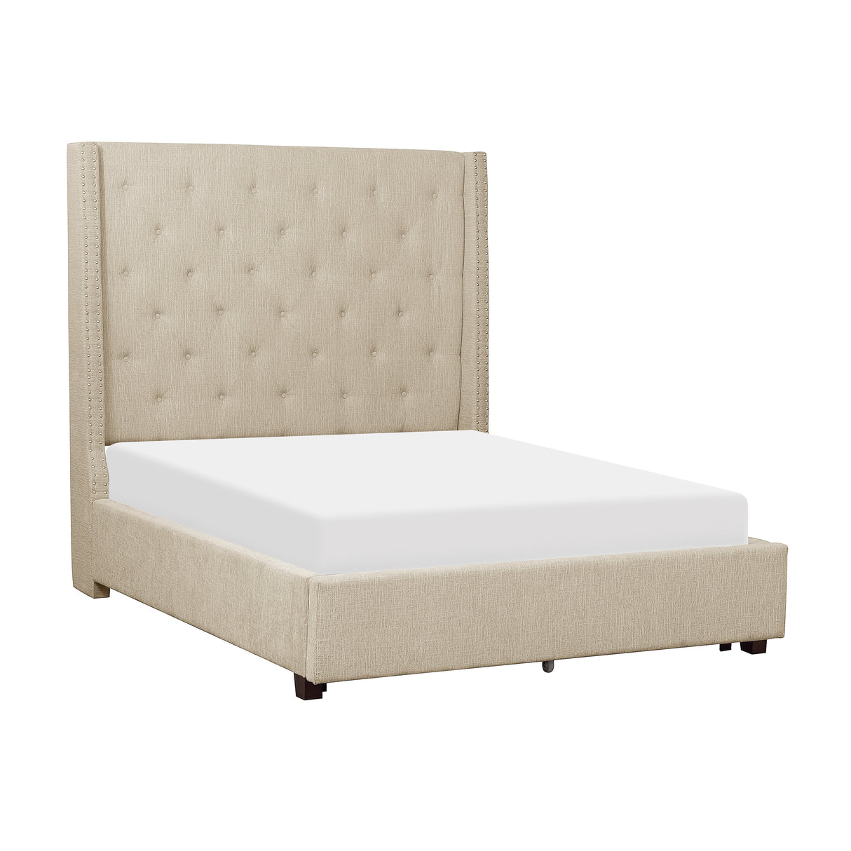 Fairborn Beige California King Upholstered Storage Platform Bed by Homelegance at Eve Furniture