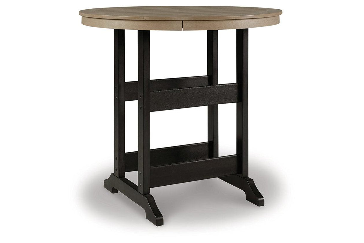 Fairen Trail Black/Driftwood Outdoor Bar Table by Ashley at Eve Furniture
