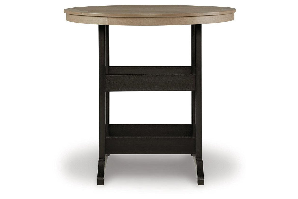 Fairen Trail Black/Driftwood Outdoor Bar Table by Ashley at Eve Furniture