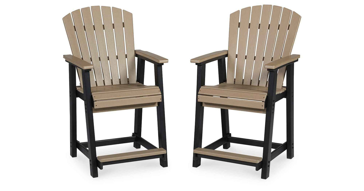 Fairen Trail Black/Driftwood Outdoor Counter Height Barstool by Ashley at Eve Furniture