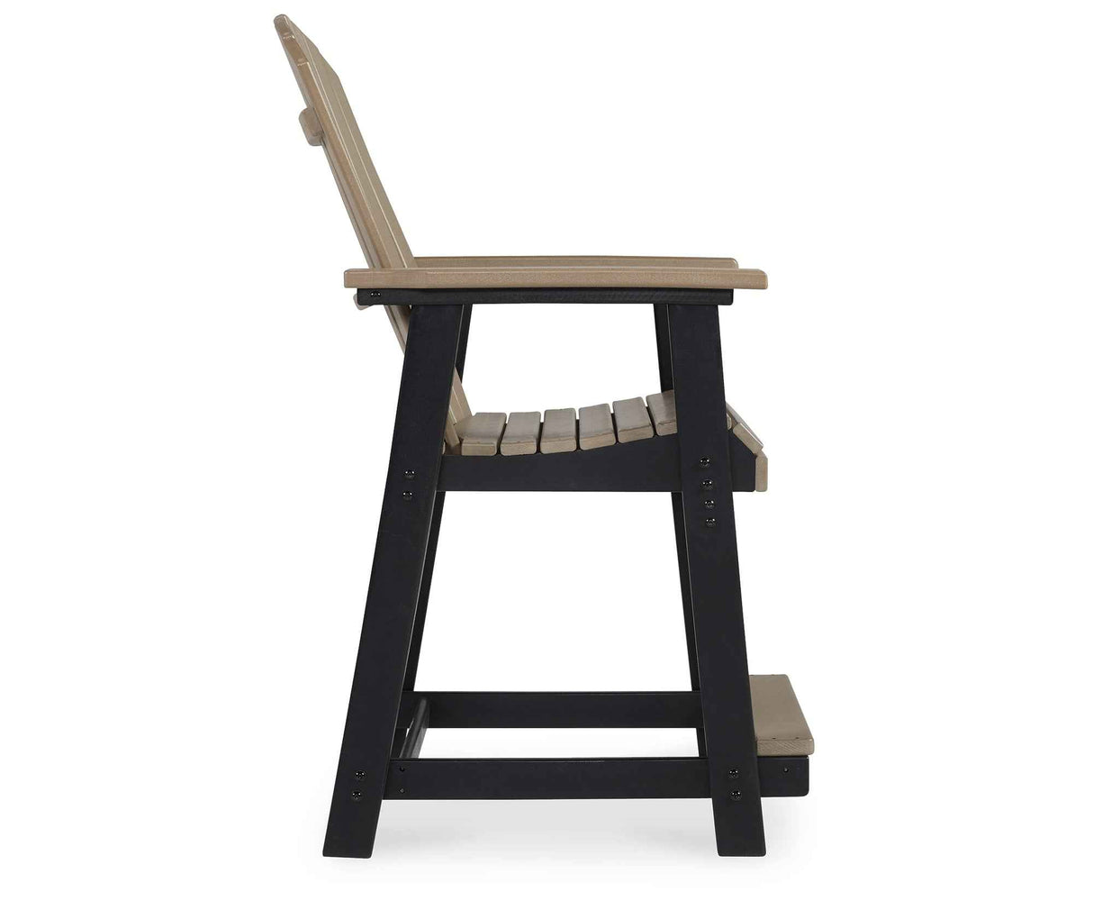 Fairen Trail Black/Driftwood Outdoor Counter Height Barstool by Ashley at Eve Furniture
