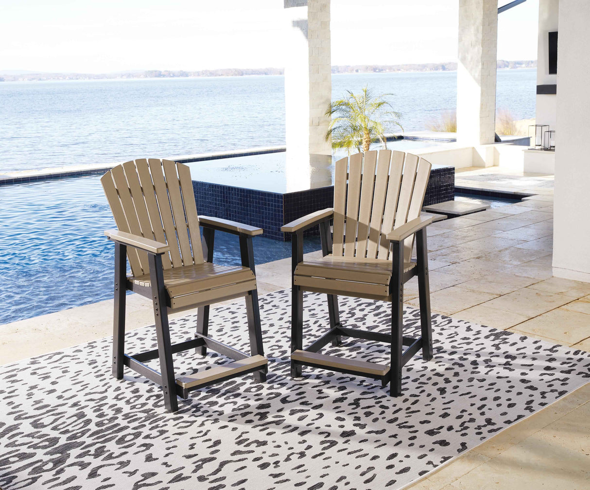Fairen Trail Black/Driftwood Outdoor Counter Height Barstool by Ashley at Eve Furniture