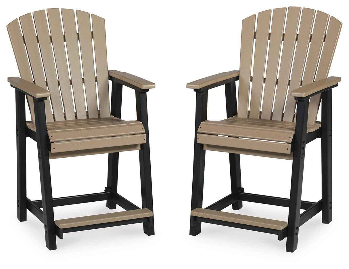 Fairen Trail Black/Driftwood Outdoor Counter Height Barstool by Ashley at Eve Furniture