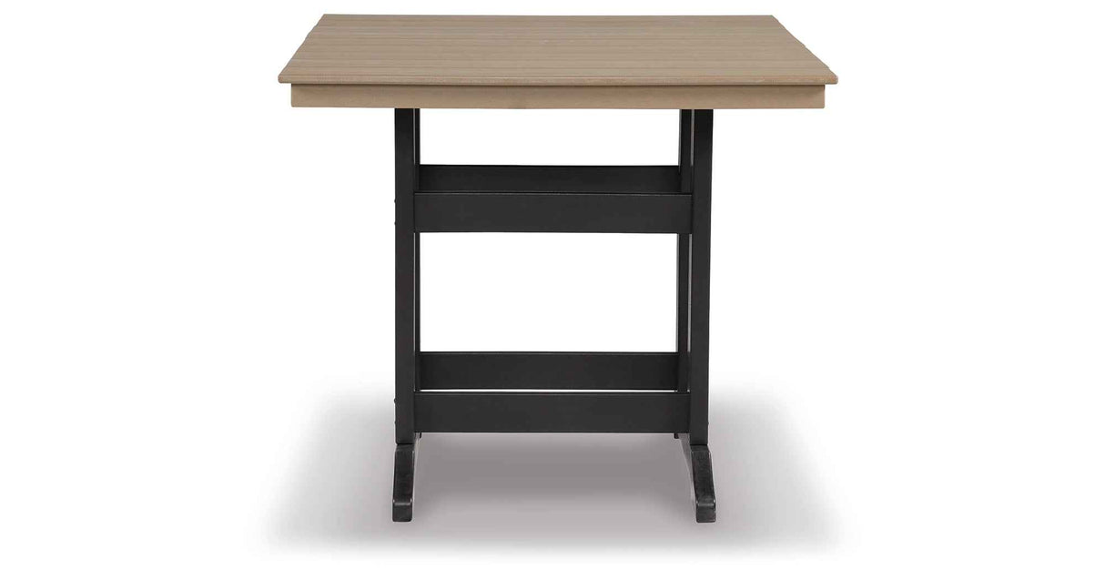 Fairen Trail Black/Driftwood Outdoor Counter Height Dining Table by Ashley at Eve Furniture
