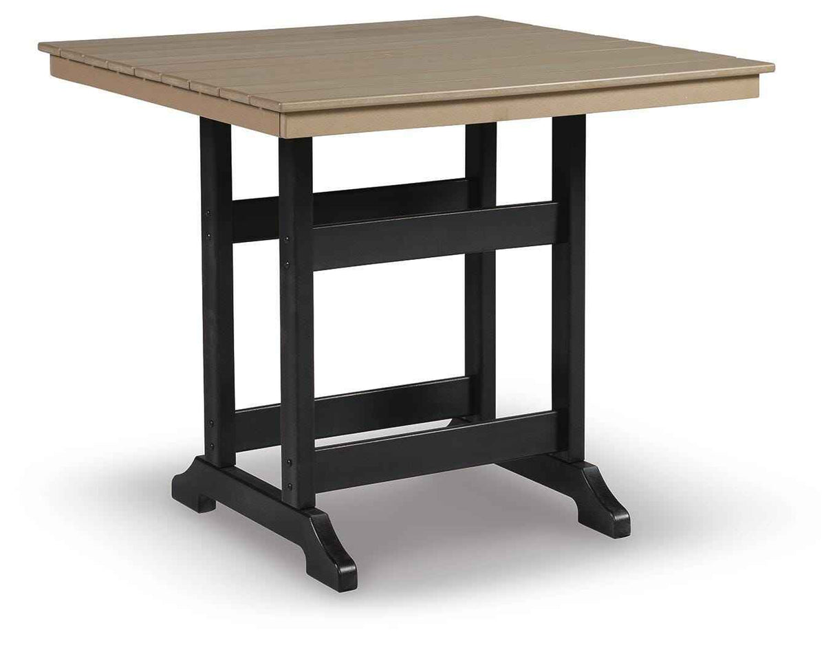 Fairen Trail Black/Driftwood Outdoor Counter Height Dining Table by Ashley at Eve Furniture