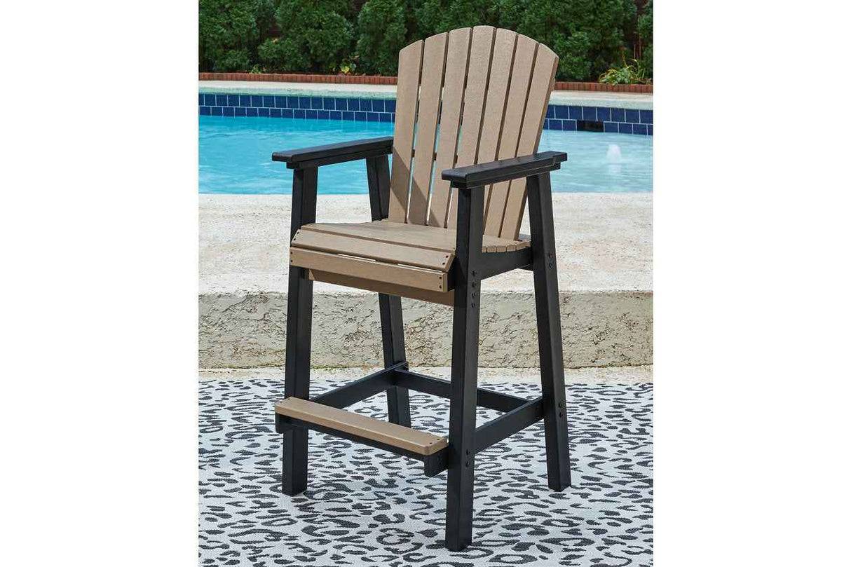 Fairen Trail Black/Driftwood Outdoor Counter Height Dining Table with 2 Barstools by Ashley at Eve Furniture