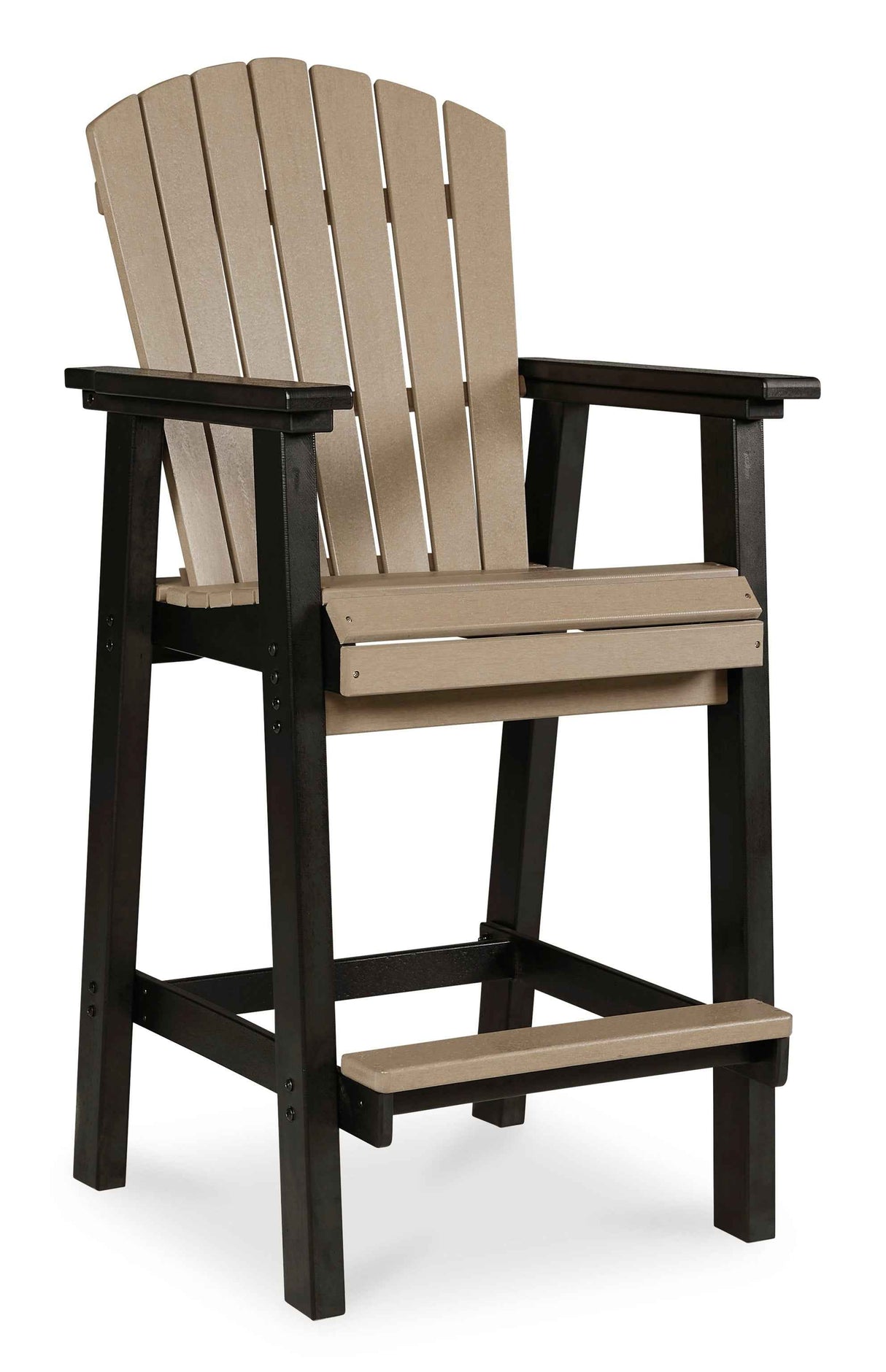 Fairen Trail Black/Driftwood Outdoor Counter Height Dining Table with 2 Barstools by Ashley at Eve Furniture