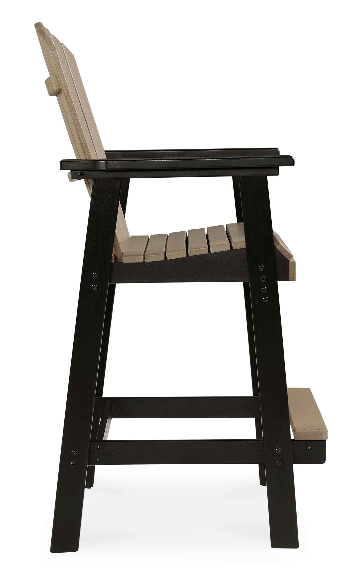 Fairen Trail Black/Driftwood Outdoor Counter Height Dining Table with 2 Barstools by Ashley at Eve Furniture