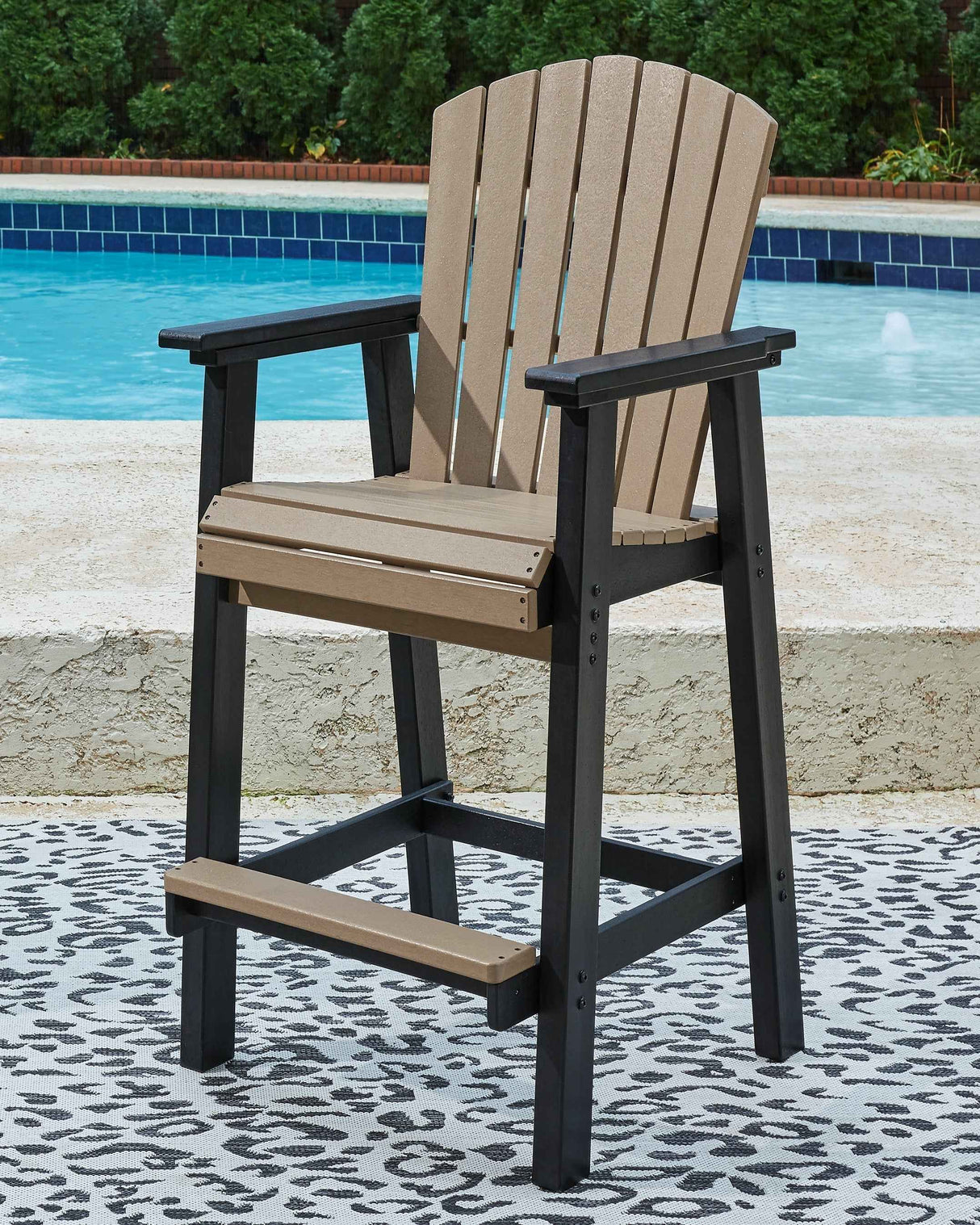 Fairen Trail Black/Driftwood Outdoor Counter Height Dining Table with 2 Barstools by Ashley at Eve Furniture