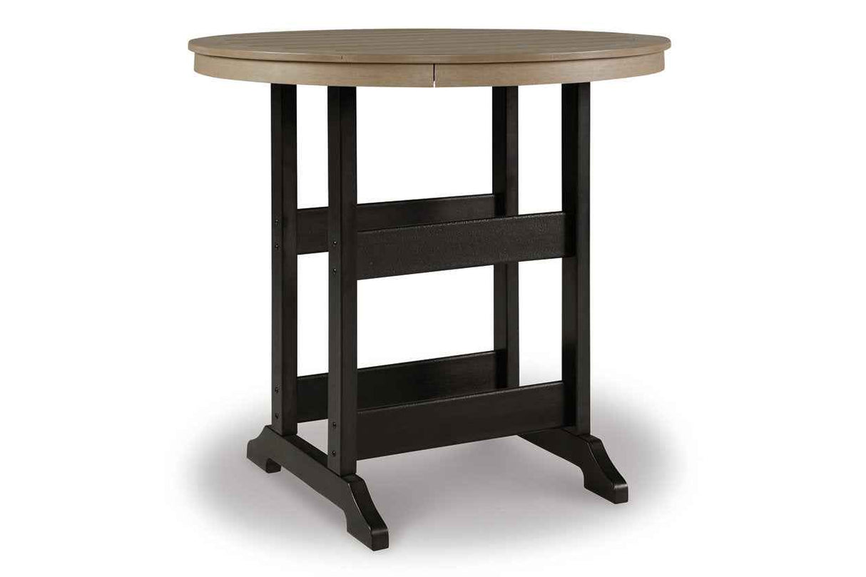 Fairen Trail Black/Driftwood Outdoor Counter Height Dining Table with 2 Barstools by Ashley at Eve Furniture