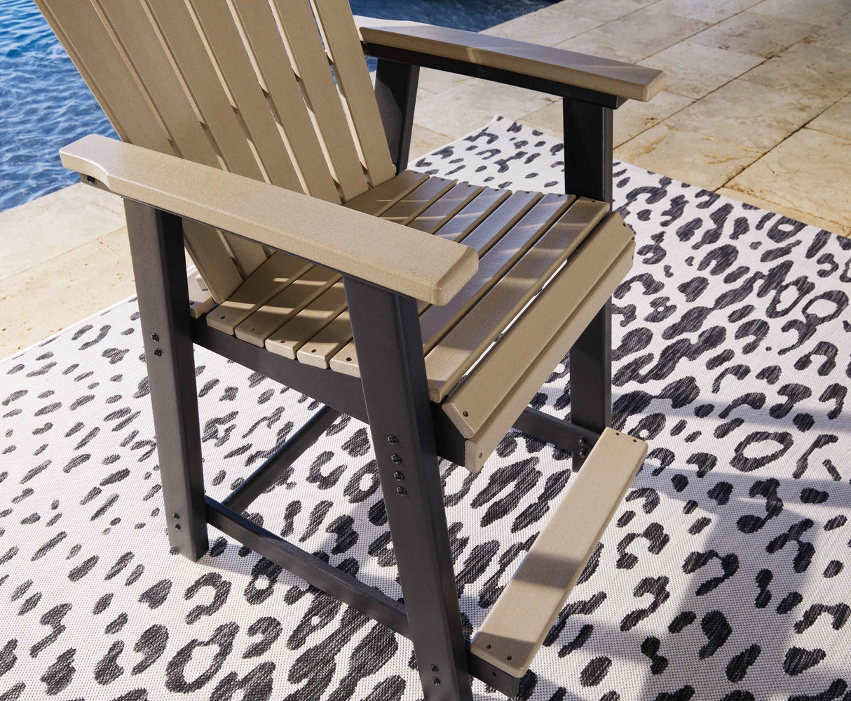 Fairen Trail Black/Driftwood Outdoor Counter Height Dining Table with 4 Barstools by Ashley at Eve Furniture