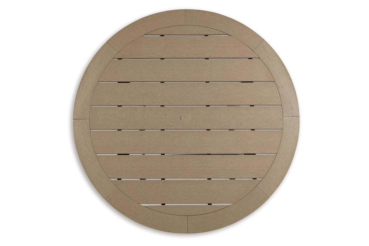 Fairen Trail Black/Driftwood Outdoor Bar Table by Ashley at Eve Furniture