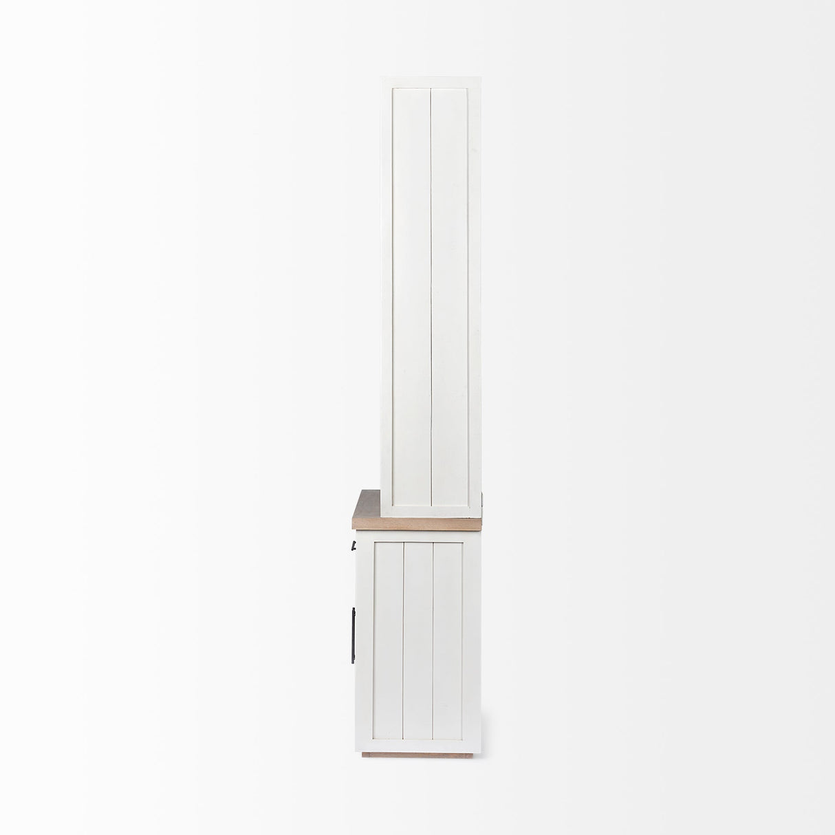 Fairview I White and Medium Brown Wood Three Shelf Shelving Unit by Mercana at Eve Furniture