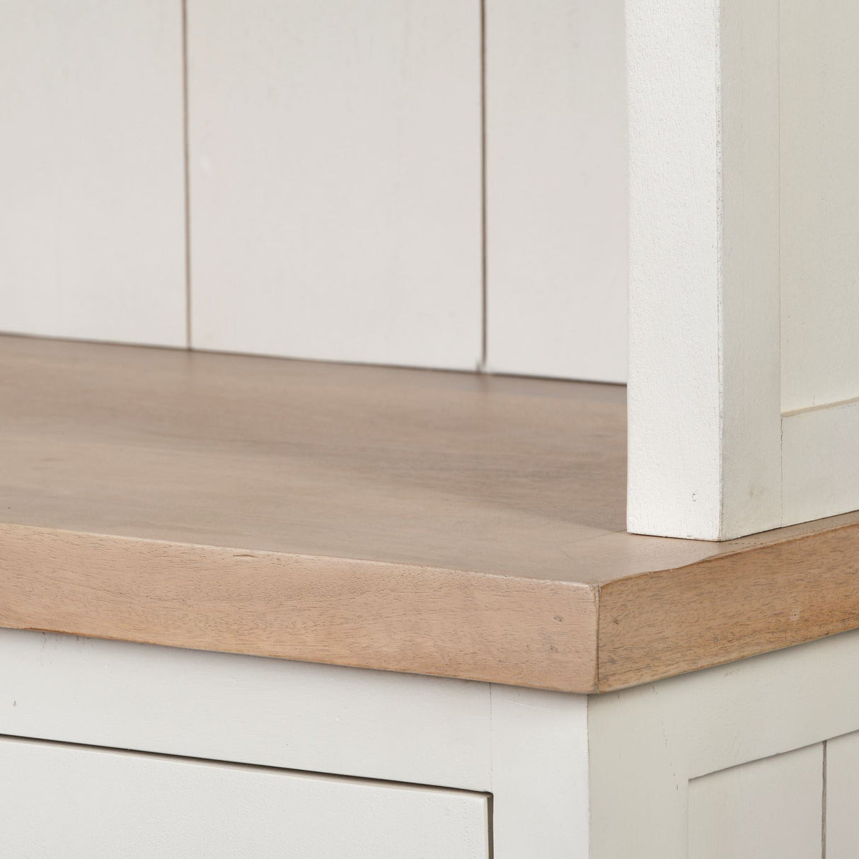 Fairview I White and Medium Brown Wood Three Shelf Shelving Unit by Mercana at Eve Furniture