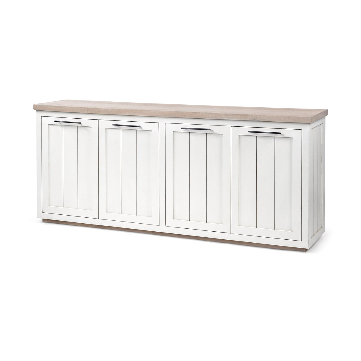 Fairview III Solid Wood Brown Top & White Frame 4 Cabinet Door Sideboard by Mercana at Eve Furniture