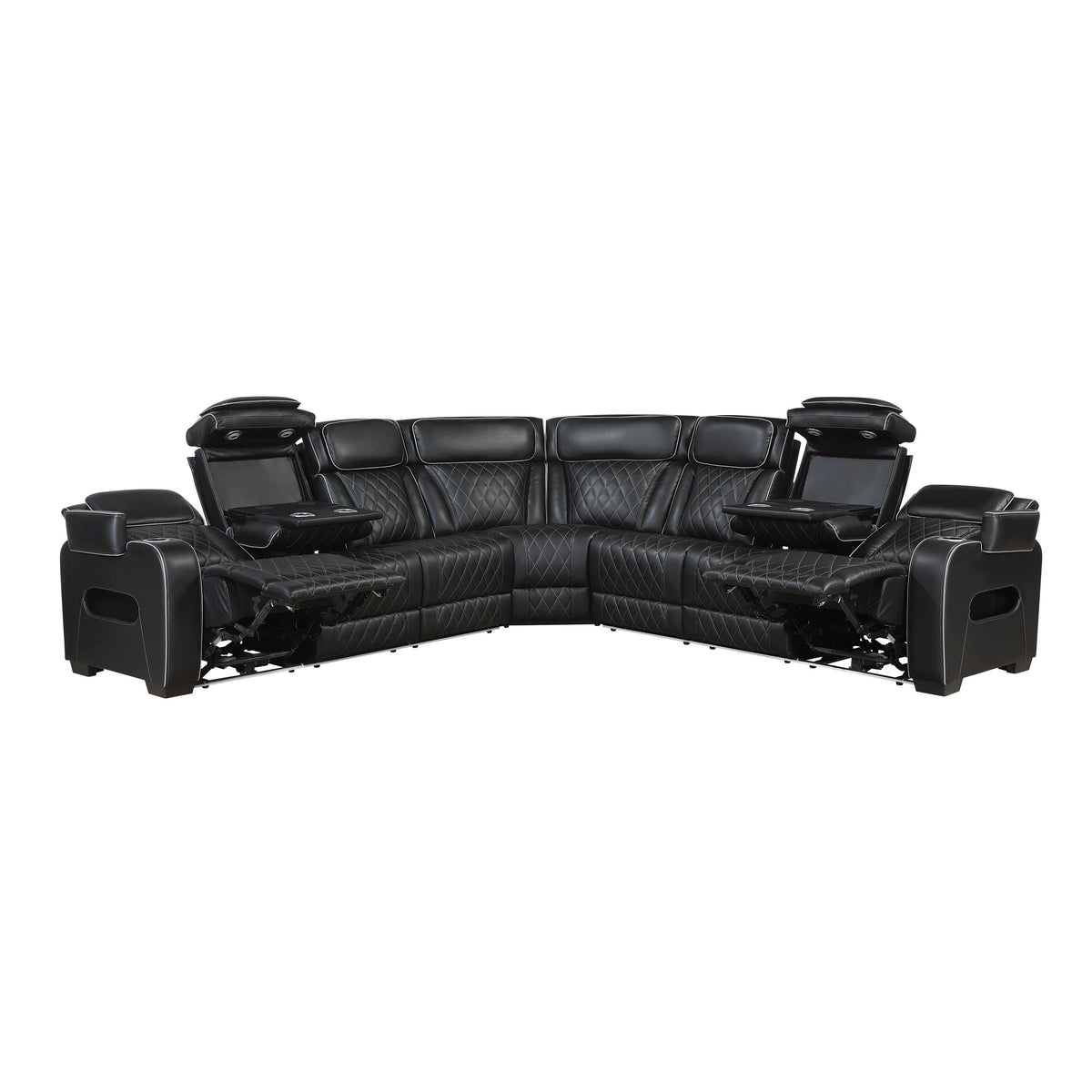 Fairway Black 3-Piece Power Reclining Sectional with Console by Homelegance at Eve Furniture