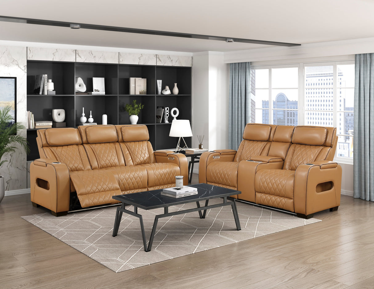 Fairway Brown Power Double Reclining Sofa by Homelegance at Eve Furniture