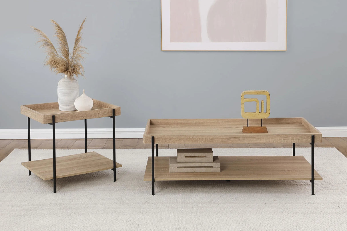 Fallon Light Brown Square Engineered Wood End Table by Coaster at Eve Furniture