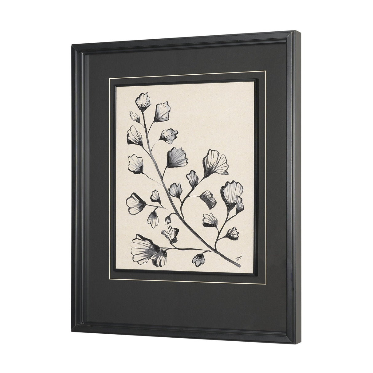 Fan Leaves by Cristina Bartl Villa Hand-Embellished Textured Framed Artwork Matted under Glass by Mercana at Eve Furniture