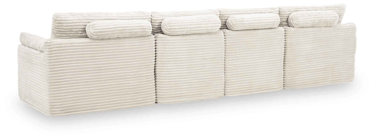 Fannin Ivory 4-Piece Sectional with Ottoman by Ashley at Eve Furniture