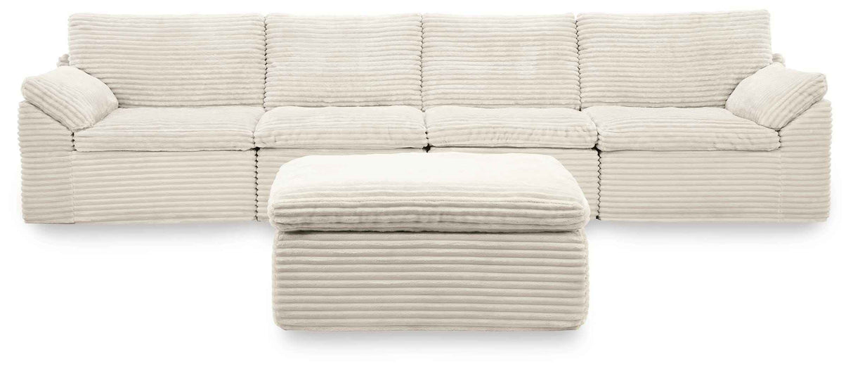 Fannin Ivory 4-Piece Sectional with Ottoman by Ashley at Eve Furniture